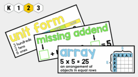 2nd Grade Math Word Wall - Vocabulary Cards for the Entire Year